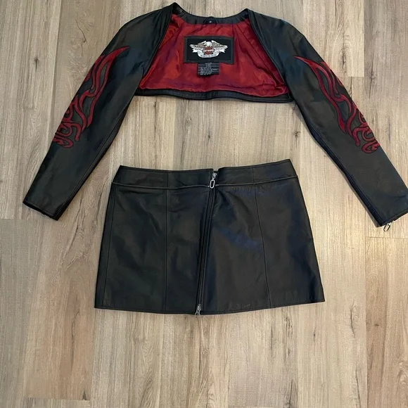 Vintage Harley-Davidson Black Leather modular dress size 12 - Picture 6 of 14